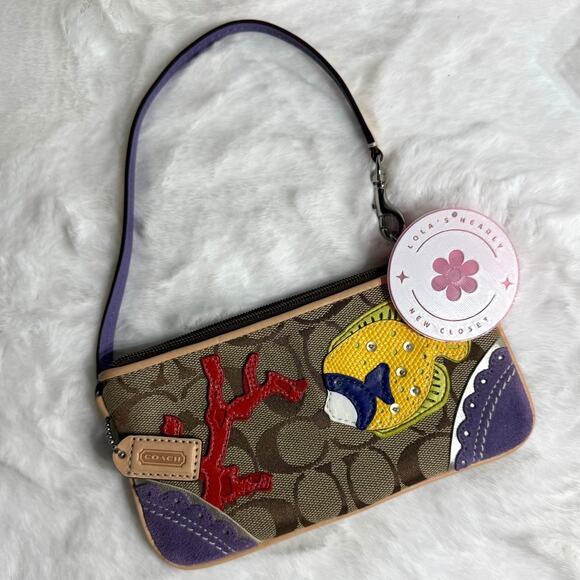 y2k COACH Vintage Limited Ed Signature Fish Wristlet - Picture 1 of 5